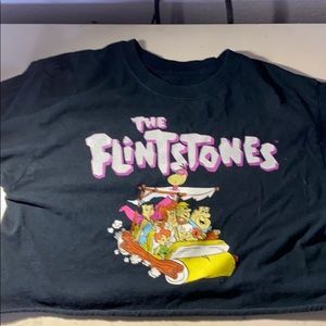 Black cropped Flintstone T-shirt